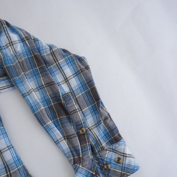 Vintage Dakota Blue Brown Plaid Button Up Outdoor Hiking Cottage Cotton Shirt XL - Picture 4 of 11